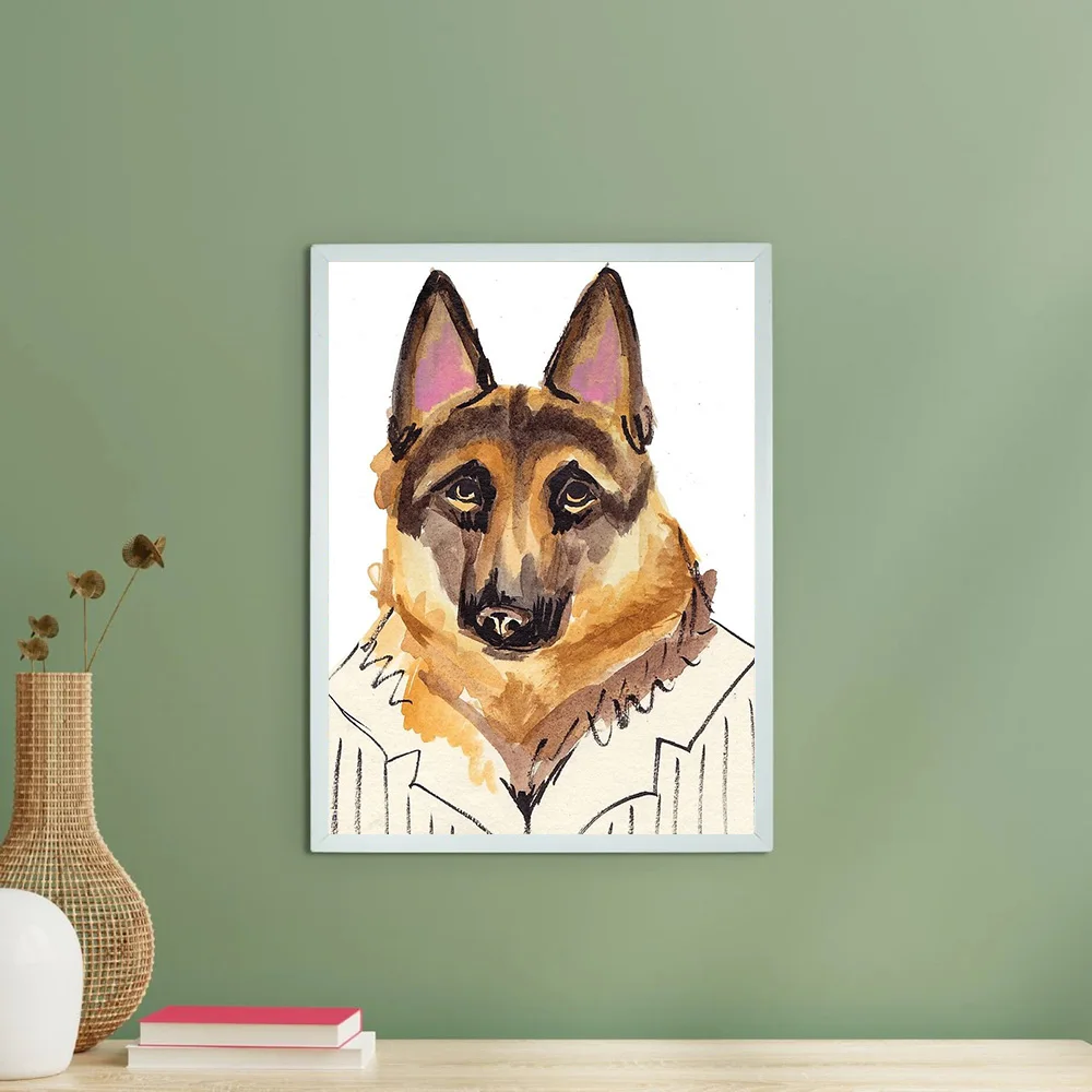 الراعي الألماني قماش جدار الفن الكلب صورة اللوحة الحيوانات الأليفة عاشق هدية ديكور المنزل الحديثة الحيوان صورة طباعة #6