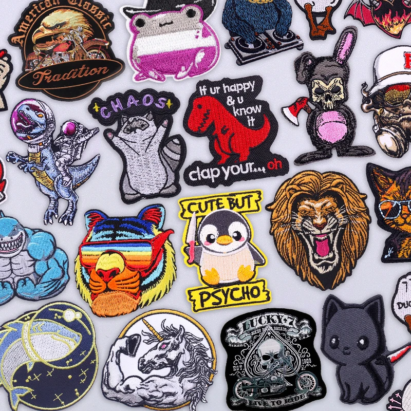 Parche bordado fusible animal salvaje León tigre pingüino