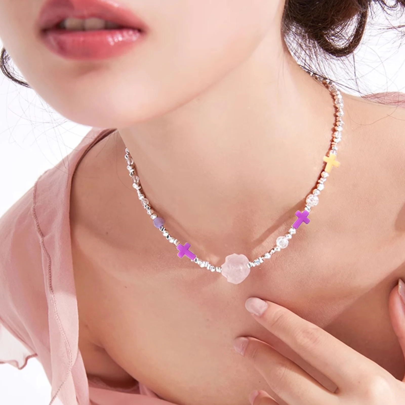 

200Pcs Mixed Color Acrylic Cross Beads Chunky Pendant Charms for Jewelry Making Necklace Craft Supplies Acrylic Beads