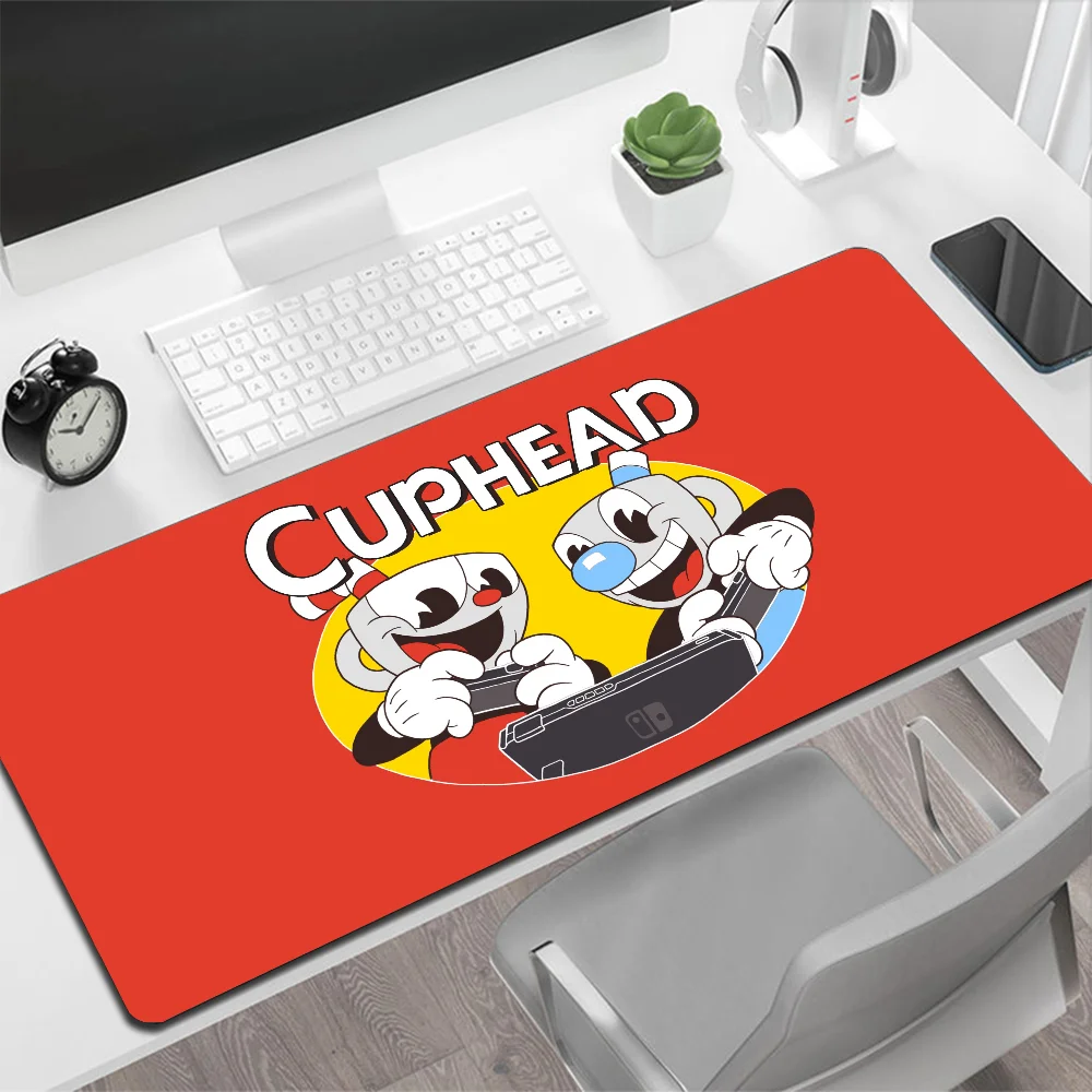 Cuphead Large Mouse Pad Gaming Mouse Pad PC Gamer Computer Mouse Mat Big Mousepad tappeto in Silicone tastiera tappetino da scrivania Mause Pad