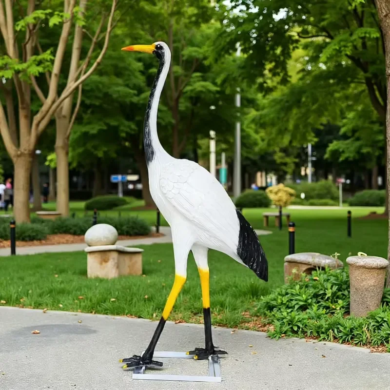 Large 3D Red Crowned Crane Outdoor Christmas Ornament Handmade Artificial Yard Sculpture Creative Holiday Craft Decor