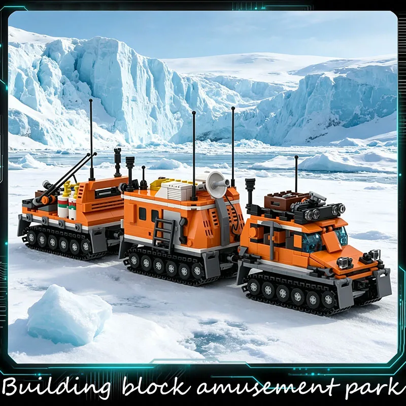 1093 PCS MOC City Car Tracked Ice Exploration Vehicle Model Technology Building Block Creative Kids Toys Surprise Halloween Gift