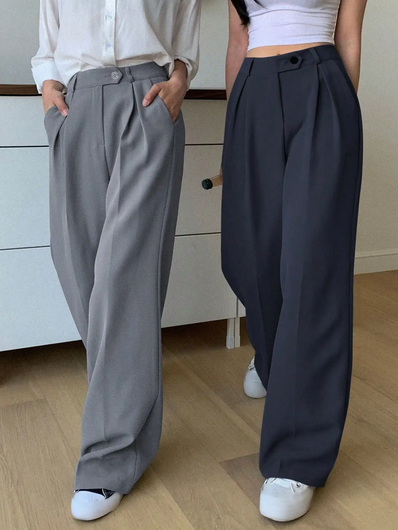 

High Waist Pleated Straight Leg Dress Pants For Women