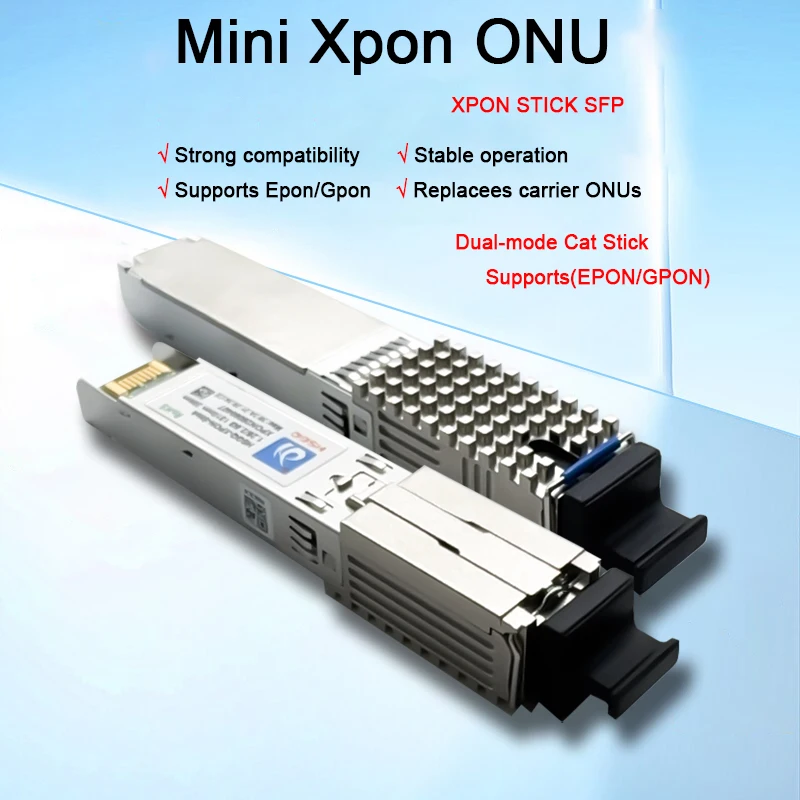 HSGQ MINI XPON ONU Xpon Stick ONU SFP Stick مع MAC PPPoE IPoE HGU 20KM SC موصل 1310/1490nm OLT ONU MAC دعم epon/gpon