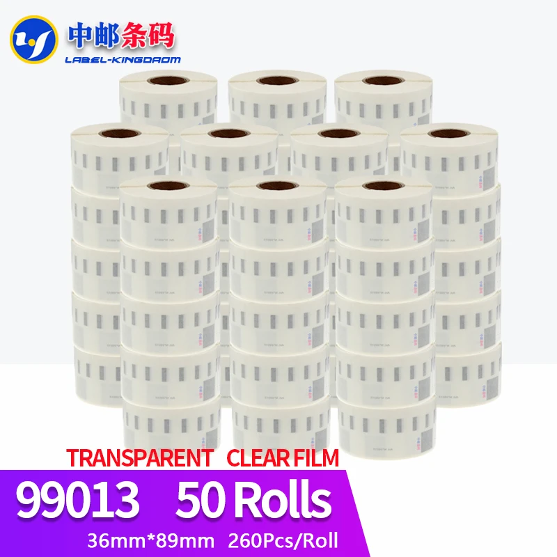 

50 Rolls Dymo Compatible 99013 Half Transparent Cleare Film Label 36mm*89mm 260Pcs for LW450 Turbo Printer