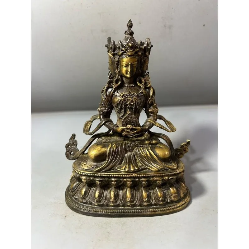 Antiqued Tara Statue Ornament, Tibetan Home Office Collection Decorative Gift Craft