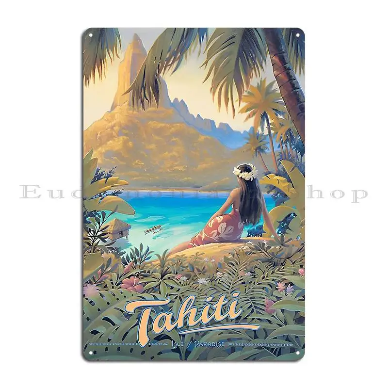 Tahiti Travel Metal Plaque Painting Character Pub Wall Decor Wall Mural Tin Sign Poster