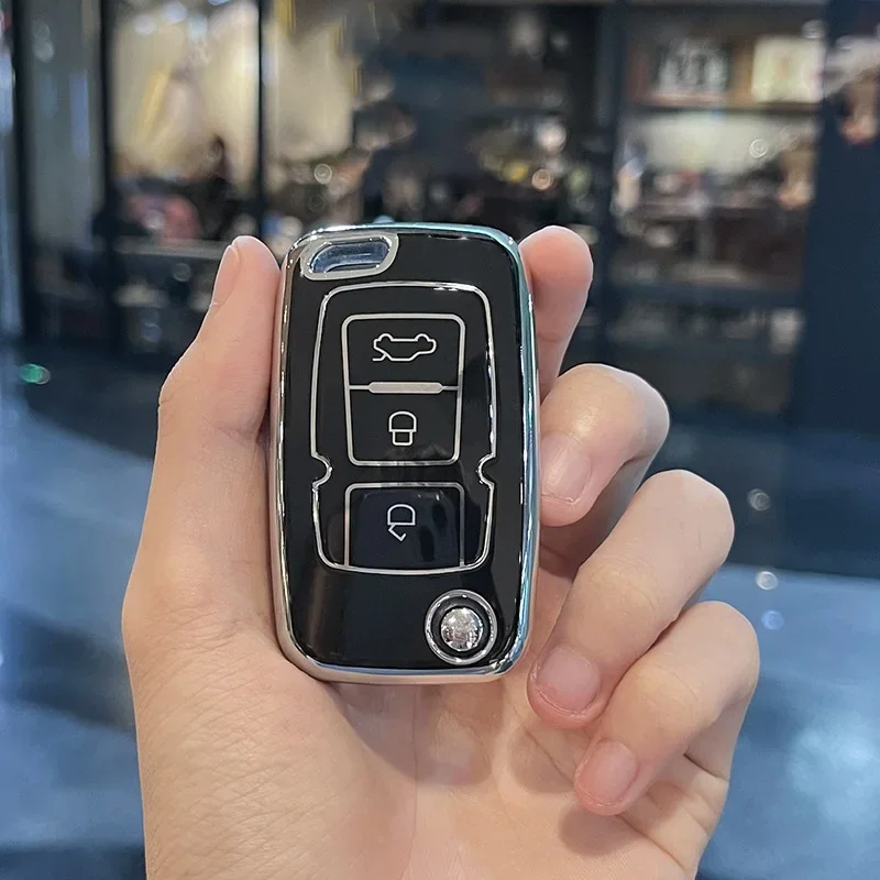 TPU Car Folding Key Case Cover Shell Fob Keychain for Geely Emgrand EC7-RV EC715 EC718-RV GC5 GC6 EC8 SL EU 7 EC7 EC715 EC718 view 5