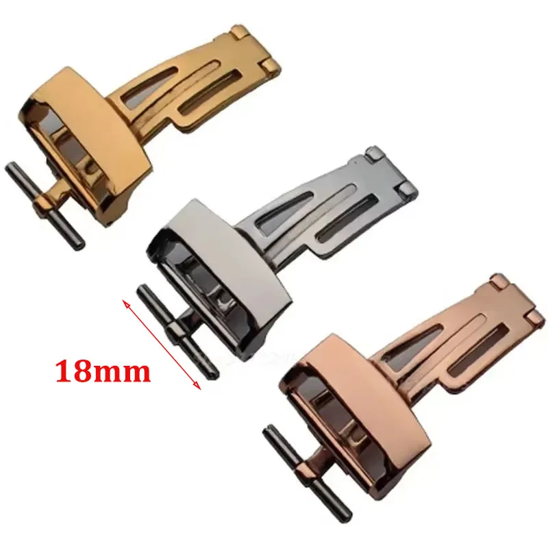 18mm Watch Band Clasp for AP GA2100/5400/15500/26331 Stainless Steel Folding Buckle Butterfly Button Rubber Leather Watch Band