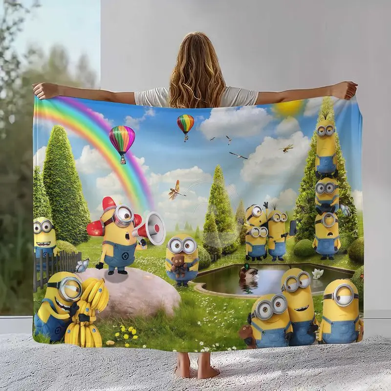 Funny Kawaii M-Minions Cartoon Soft Flannel Throw Blanket,Cozy Warm Blanket for Bed,Sofa,Living Room,Picnic,Home Decor,Gift Kid