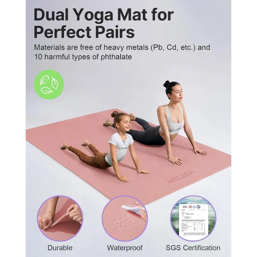 YOTTOY سجادة يوجا كبيرة 75 52 1 2 بوصة بساط تمرين TPE واسع للغاية مع سطح غير قابل للانزلاق مثالي لتدريب اللياقة البدنية والبيلاتيس بيرفو