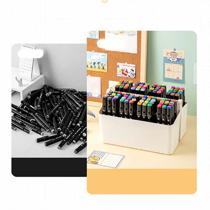 2パック ペンホルダー デスクキャディ 木製ハンドル付き アートクラフト ストレージオーガナイザー 調節可能なコンパートメント付き (ホワイト/イエロー)