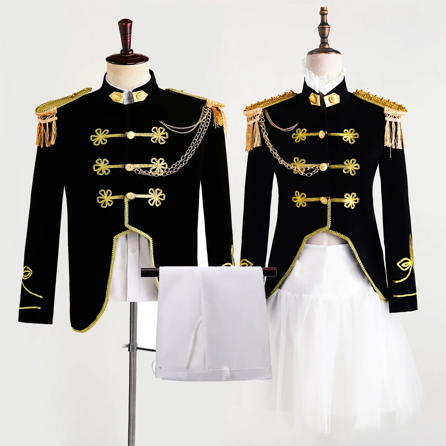Fashion Navy Dress Suit for Men and Women,stage Portrait Studio Photography Navy Orchestra Couples Performance Clothing 2-piece - view 2