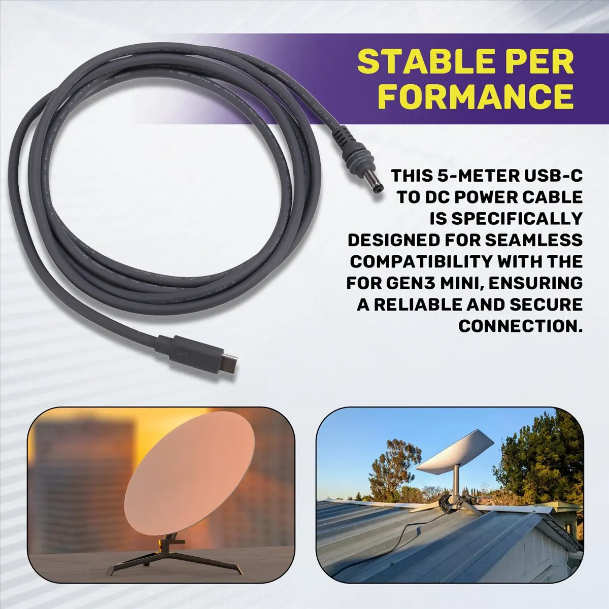 【Home-Accessories】5M USB-C to DC Power Cable for PD Chargers Compatible with for Mini Efficient Charging Solution