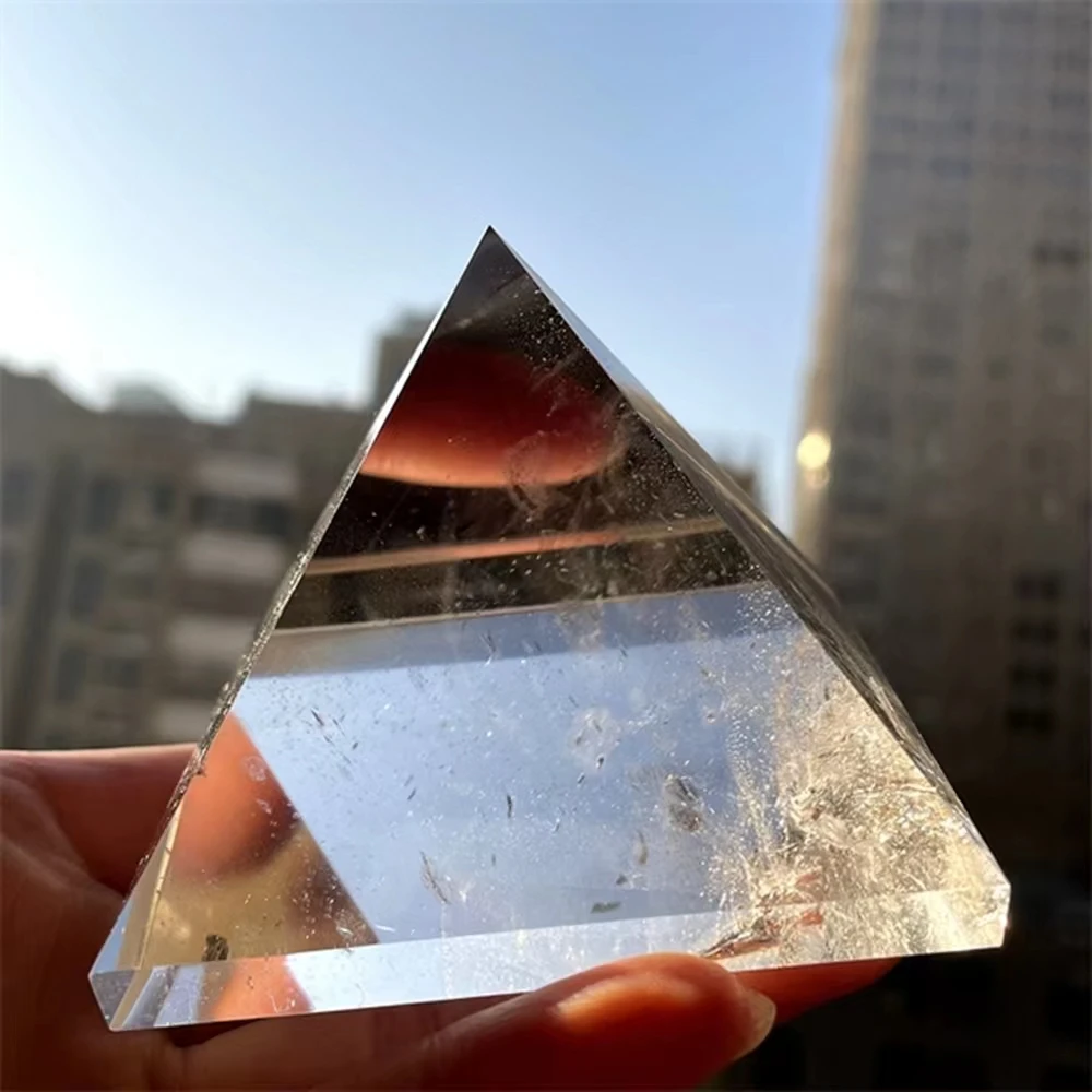 Natural Clear Quartz Crystal Energy Tower Reiki Mineral Pyramid Gemstone Decor