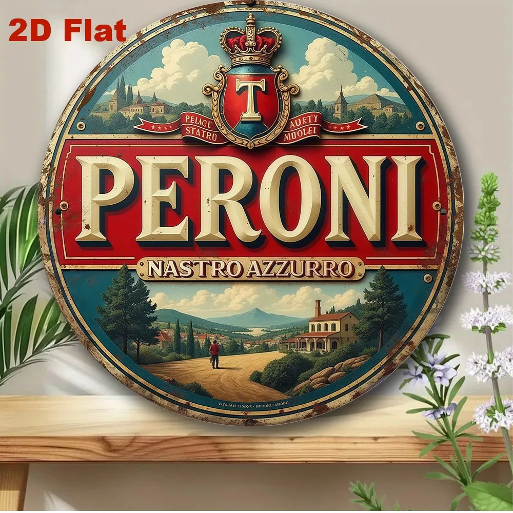 1 pieza Letrero de aluminio vintage Peroni Nastro Azzurro, decoración de pared metálica retro italiana para pub, hogar, bar, man cave, garaje