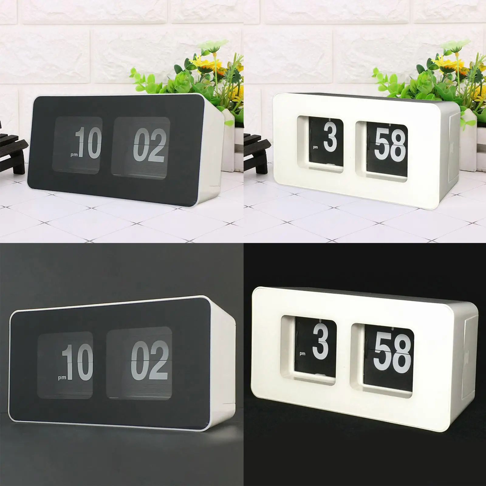 Flip Down Clock Desk Auto Digital Wall Clocks Non Ticking Silent Sweep