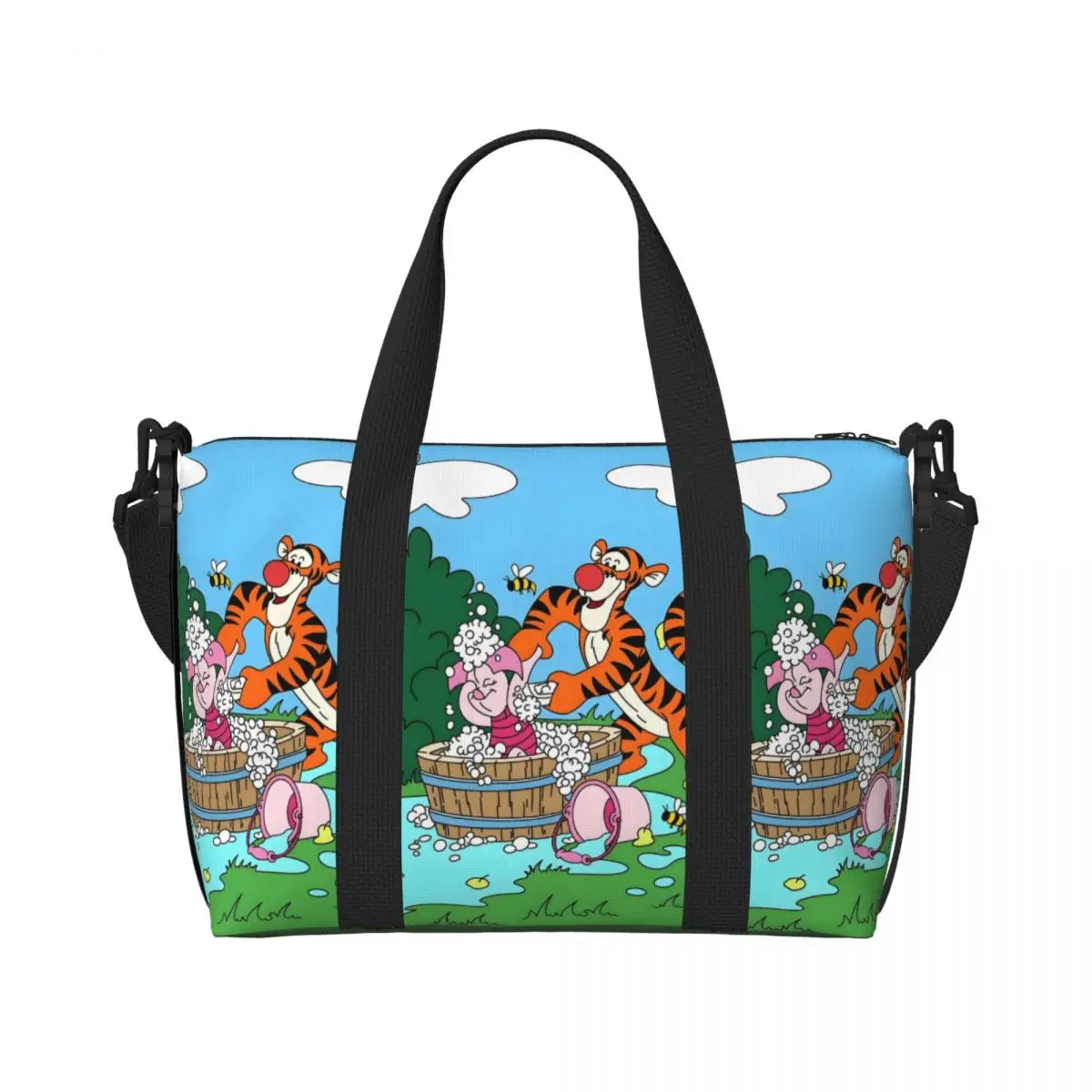 

Пляжная большая сумка-тоут Винни-Пух на заказ для женщин, очень большие дорожные сумки для покупок в стиле аниме для спортзала