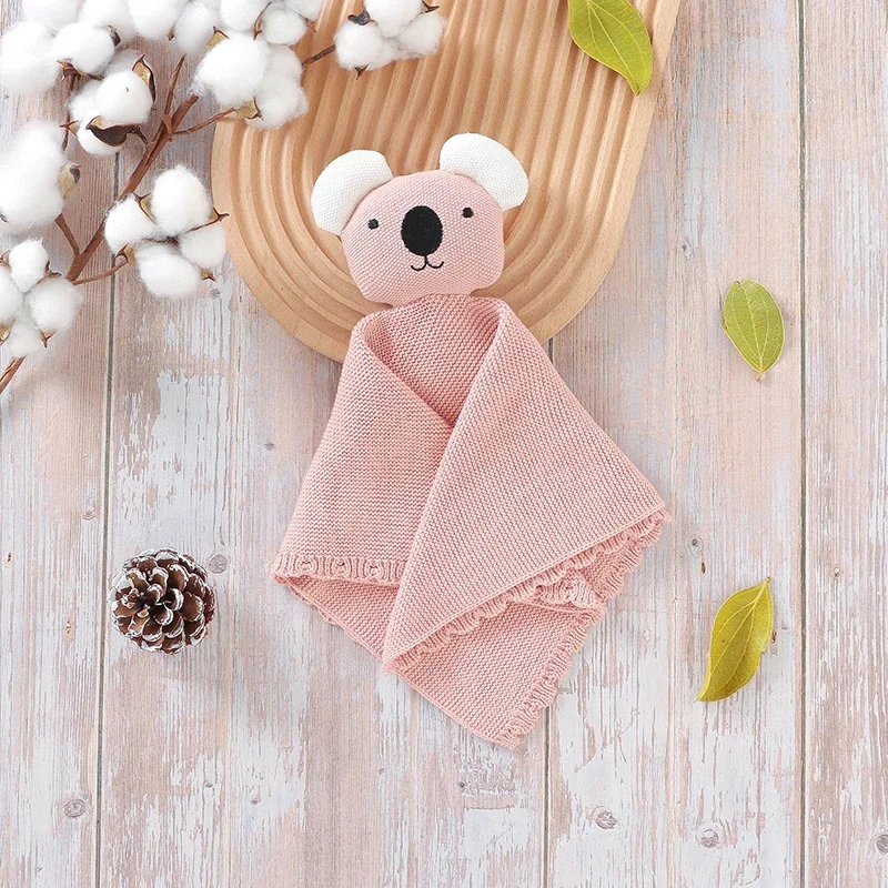 Baby Appeased Towel Cotton Knitted Infant Newborn Calm Blanket Kid Sleep Toy Bed 37*37CM Girls Boys Comfort Washcloth Cute Koala