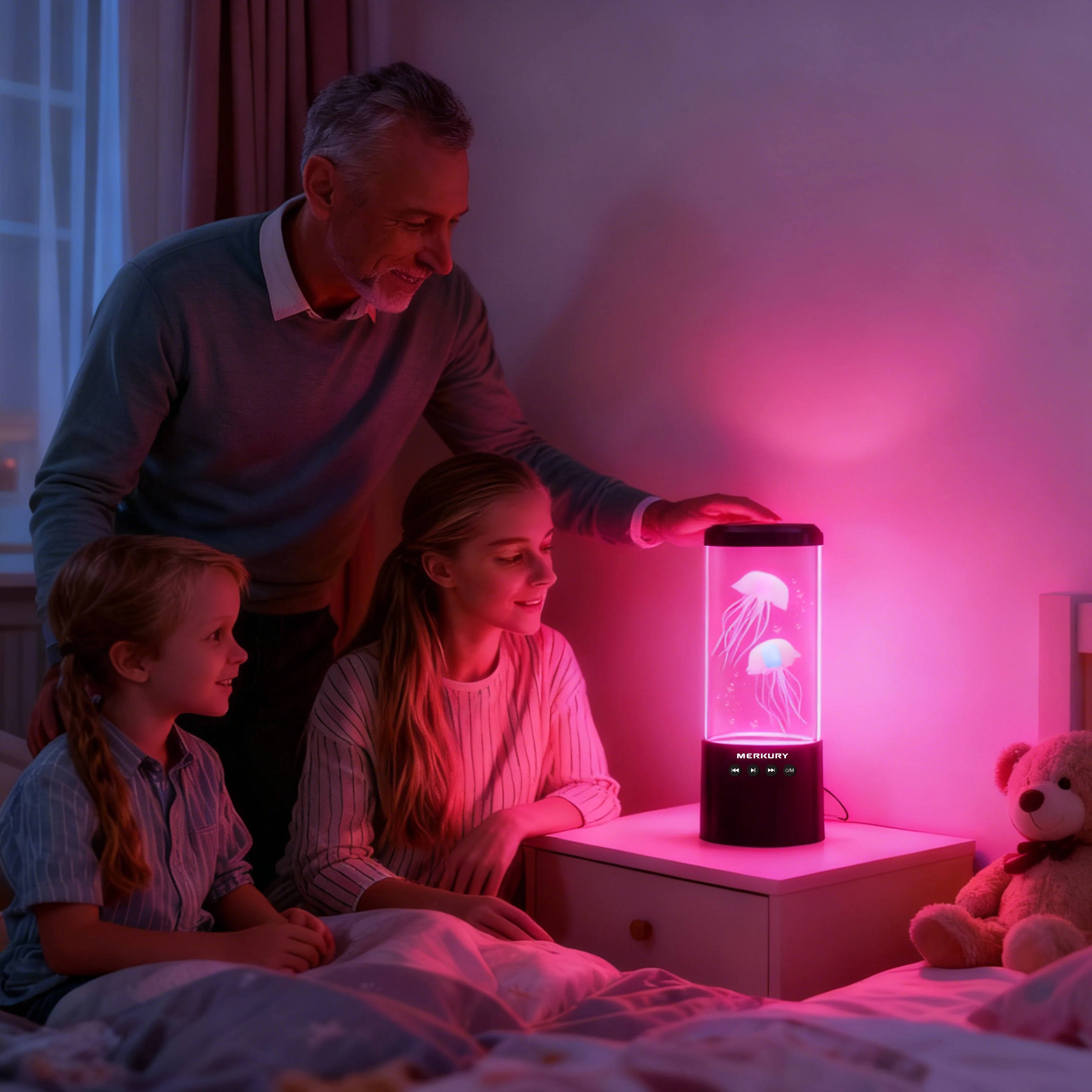 Jellyfish aquarium color-changing bedside night light Bluetooth connectivity for music playback USB port home bedroom decoration