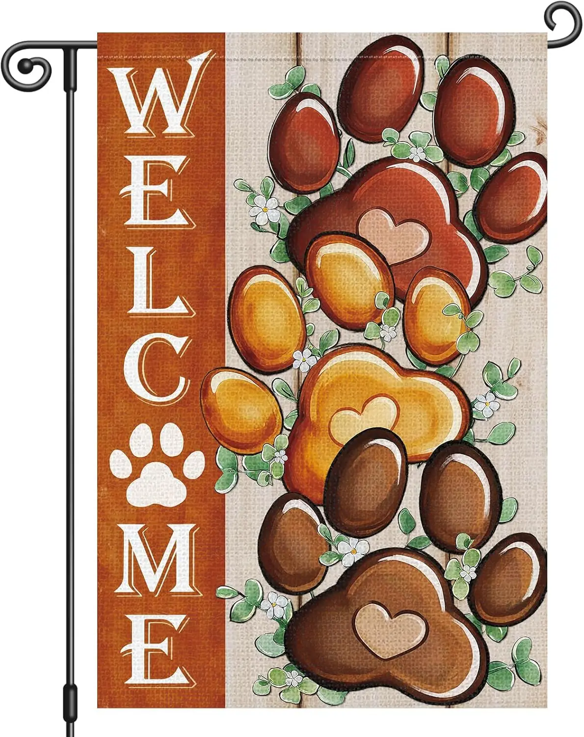 Флаг для сада Heyfibro Welcome Garden Flag, 12x18 дюймов, двусторонний, с принтом собачьих и кошачьих лап, декоративный, маленький, для улицы