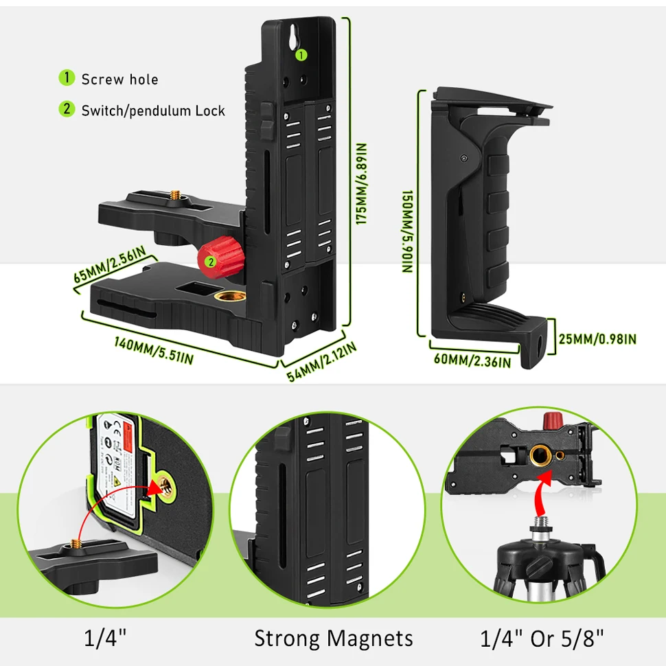 Regulowany uchwyt na uchwyt magnetyczny z klipsem ściennym wieszak poziom lasera poziomego instrumentu 1/4 lub 5/8 Laser