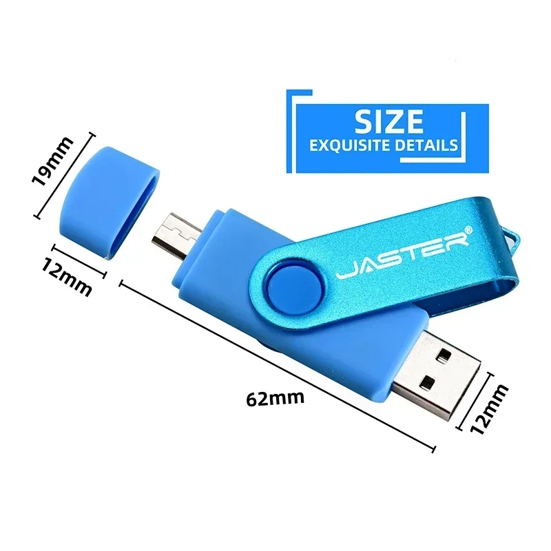 JADTER 2 IN 1 USB Flash Drive 128GB Key Chain Pen Drive 64GB Rotatable Memory Stick 32GB OTG for Phone U Disk Creative Gift 16GB