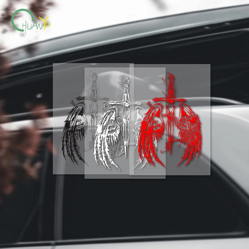 Personalized creative angel wing car decals, car and motorcycle scratch protection, waterproof reflective decoration decals