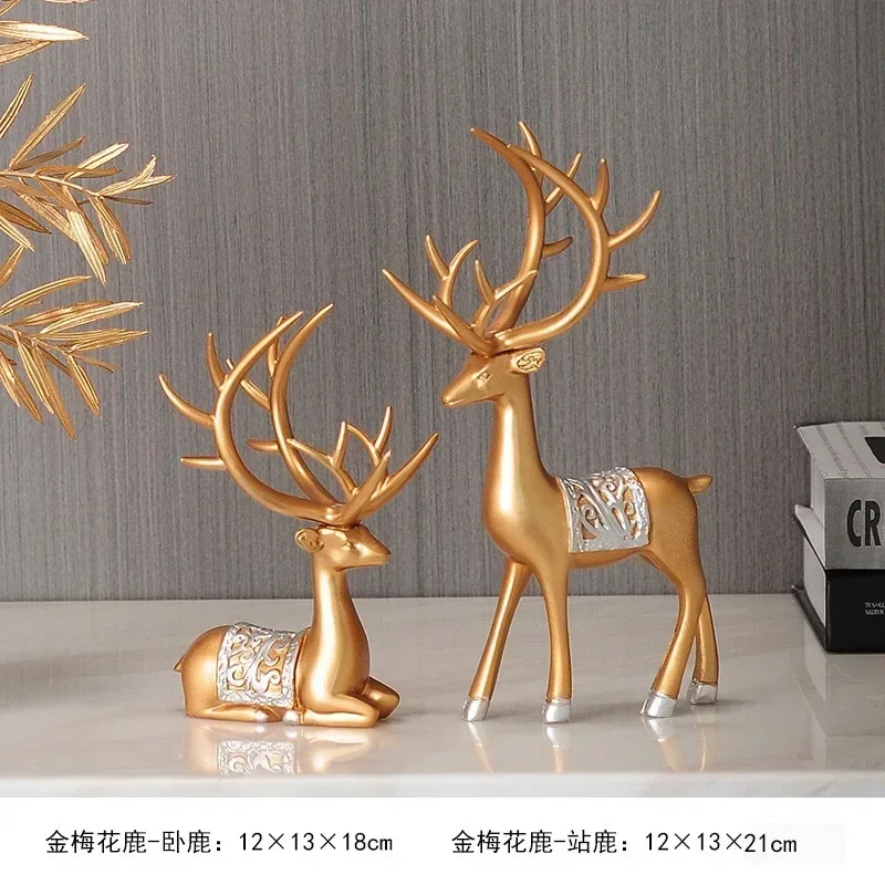 

2Pcs Modern Deer Resin Small Sculpture Home Decoration Ornaments Living Room Office Light Luxury Elk Statue Interior Decoration