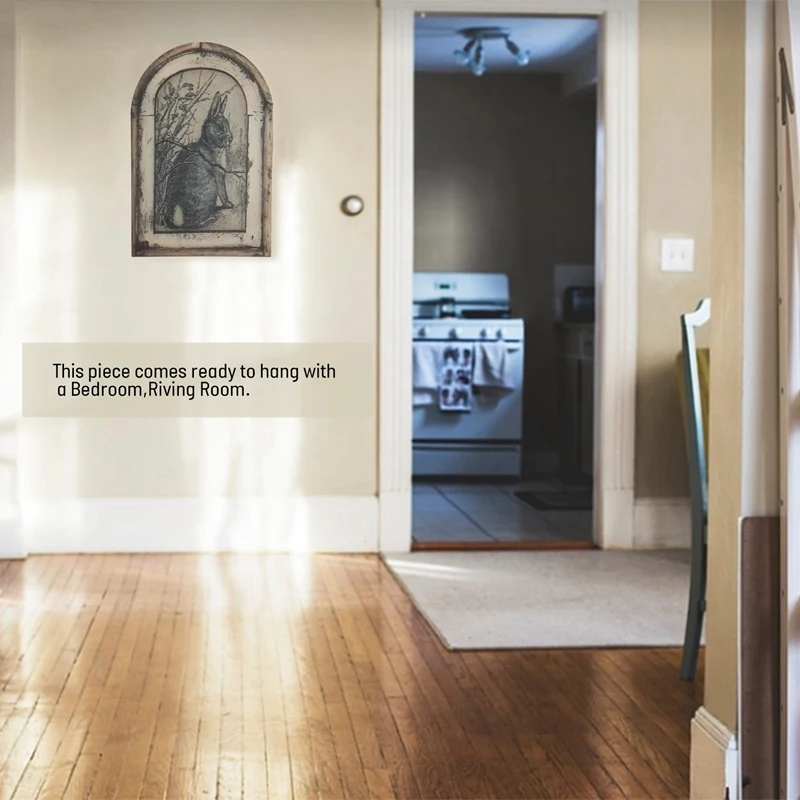 Arte de pared de conejo, decoración de granja de campo, pinturas de serie de estilo europeo y americano, marco de decoración Mural de porche