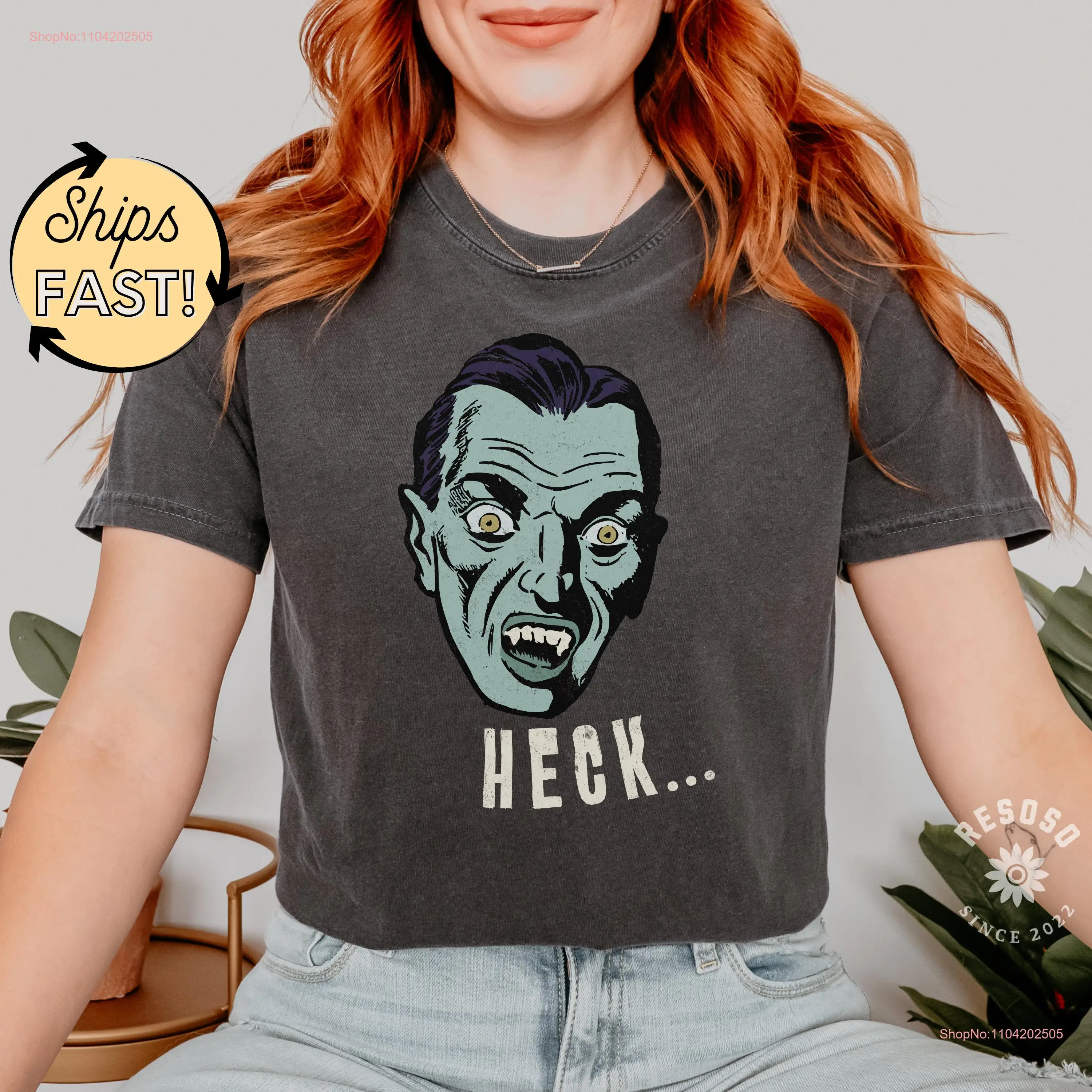 Camiseta divertida de vampiro para Halloween, colores cómodos, Vintage, otoño, mujer, estética, Campy, Retro, fiesta de temporada espeluznante