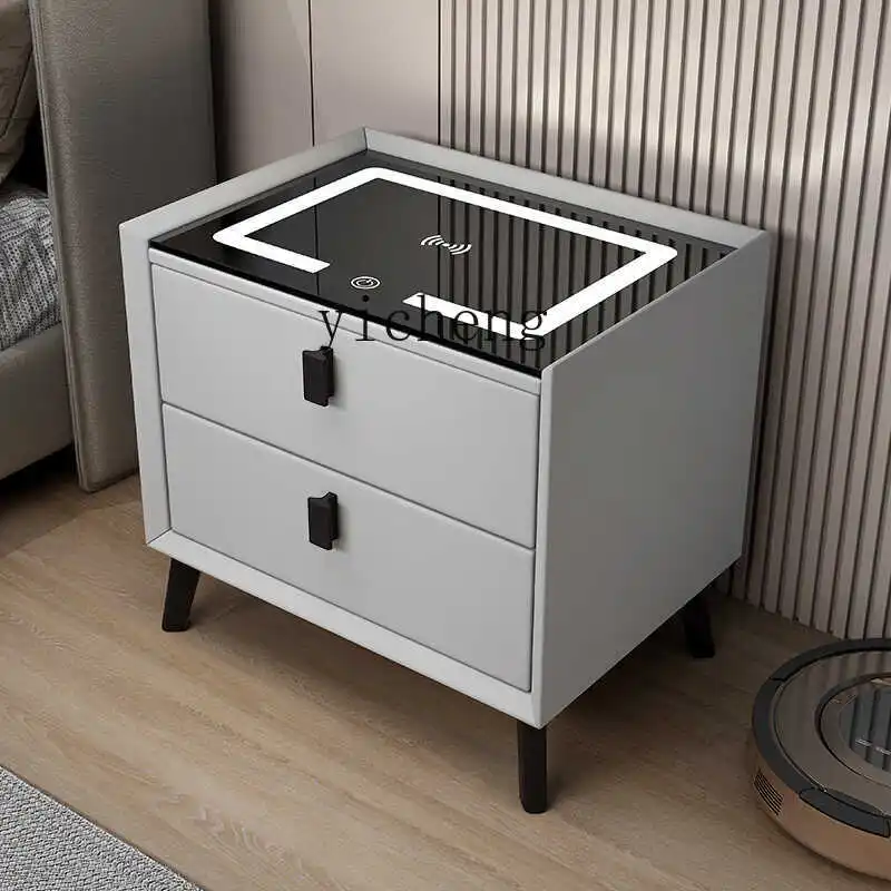 

LSL Smart Bedside Table Solid Wood Modern Minimalist Multi-Functional Bedroom Audio Fingerprint Storage Cabinet