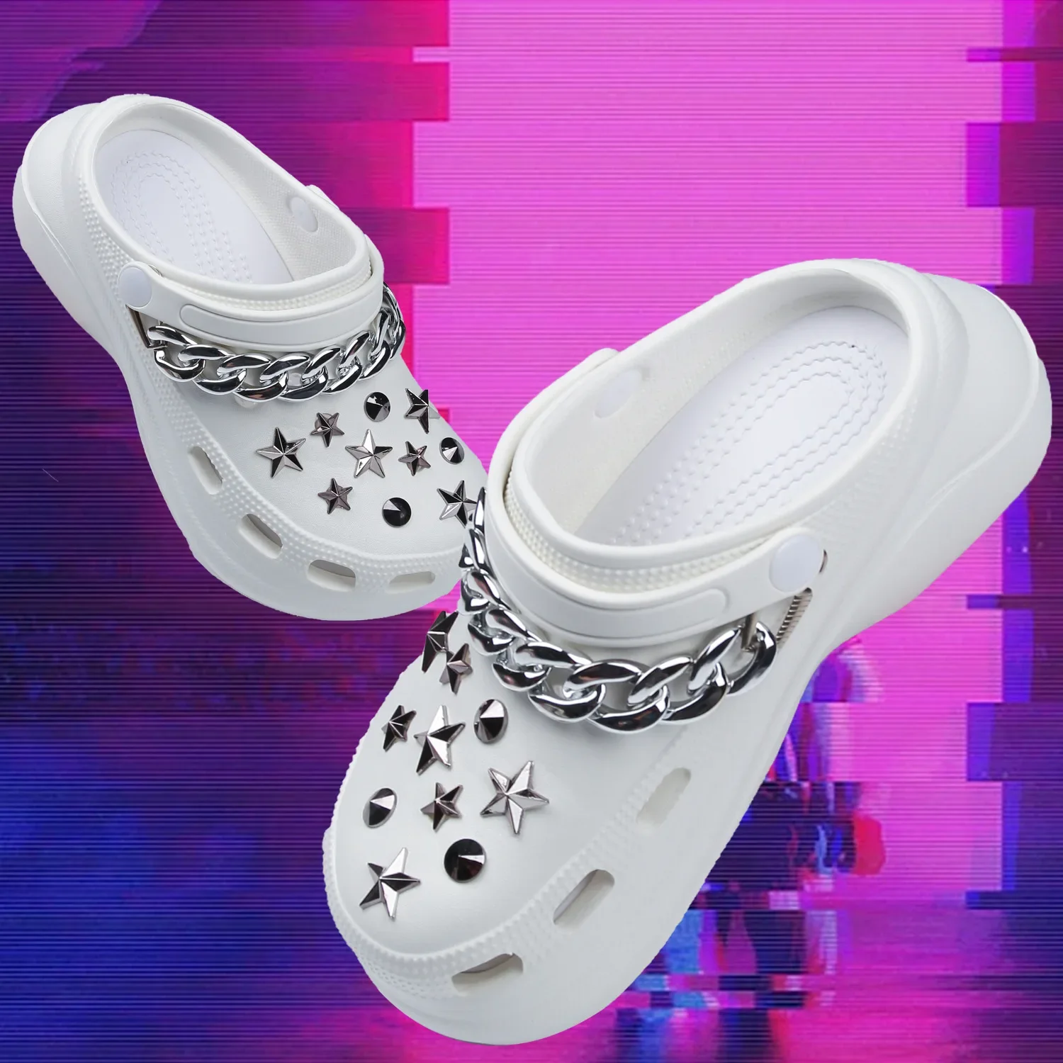 

DIY accessories for perforated shoes, high-end decorations, gun colored star shaped shoe flower accessories