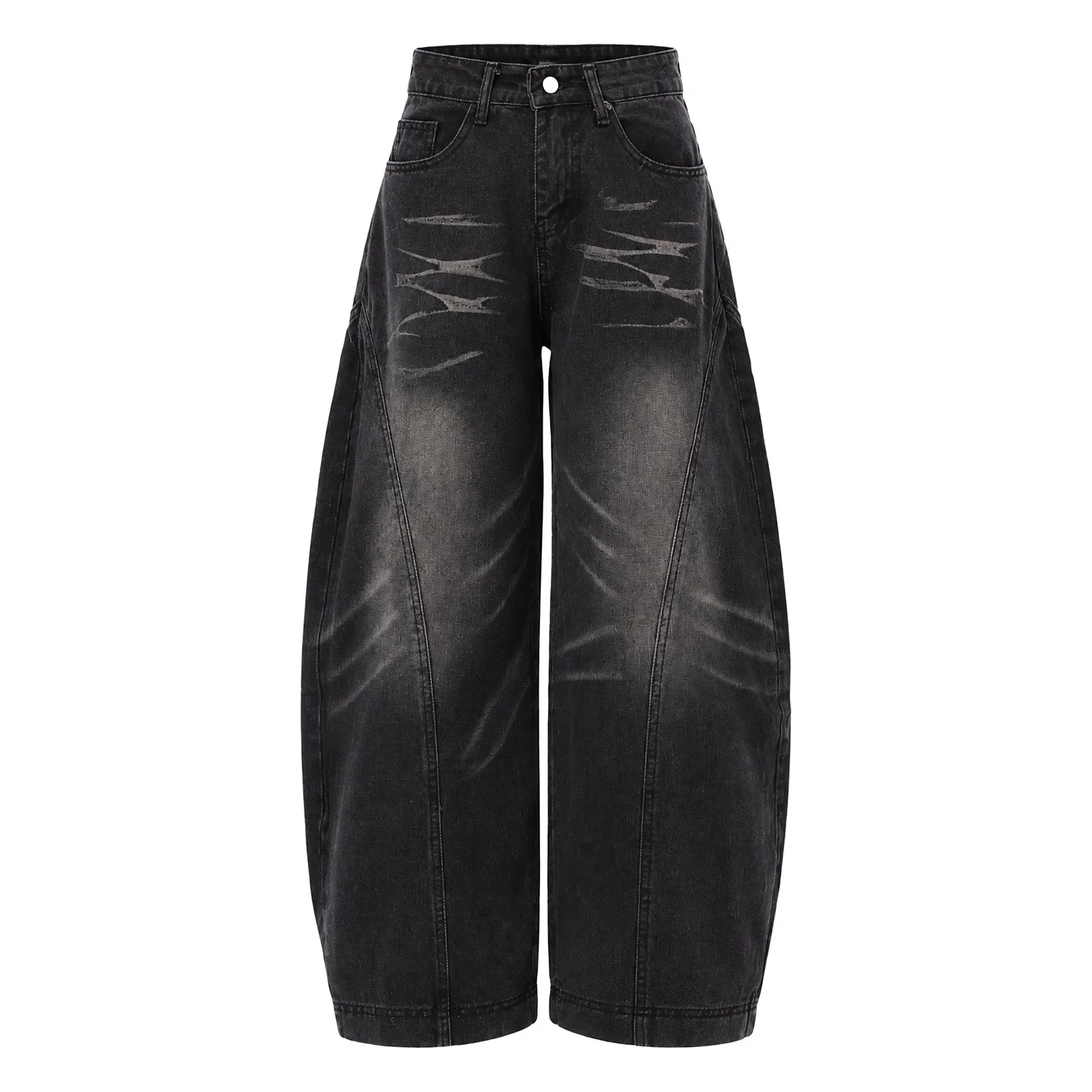 Men Women Baggy Curved‑leg Jeans High Waist Fashion Casual Korean Style Wide Leg Denim Pants Hip Hop Vintage Y2k Streetwear