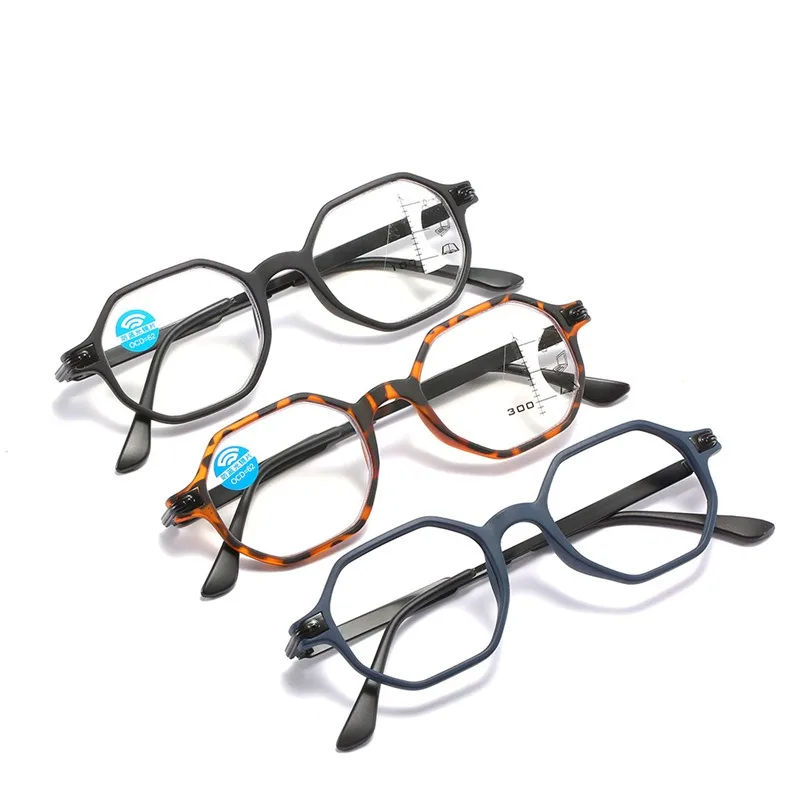 

3pcs Progressive Multifocal Reading Glasses Spring Eyeglass Legs Anti Blue Light Colorful Eyeglass Frame