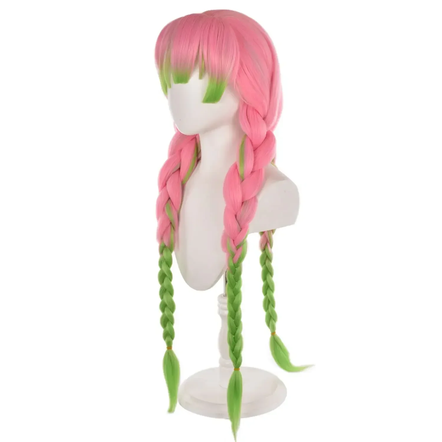 Anime Mitsuri Kanroji Cosplay Wig Long Pink Green Braid Heat Resistant Hair Authentic Cosplay Wigs