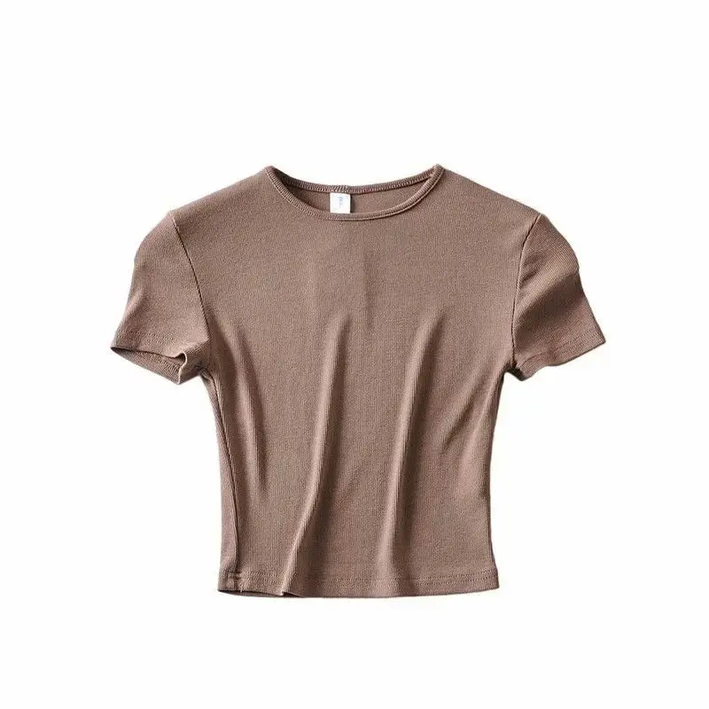 T-shirt Slim Fit donna estate 2024 t-shirt corta in cotone a maniche corte con scollo a v