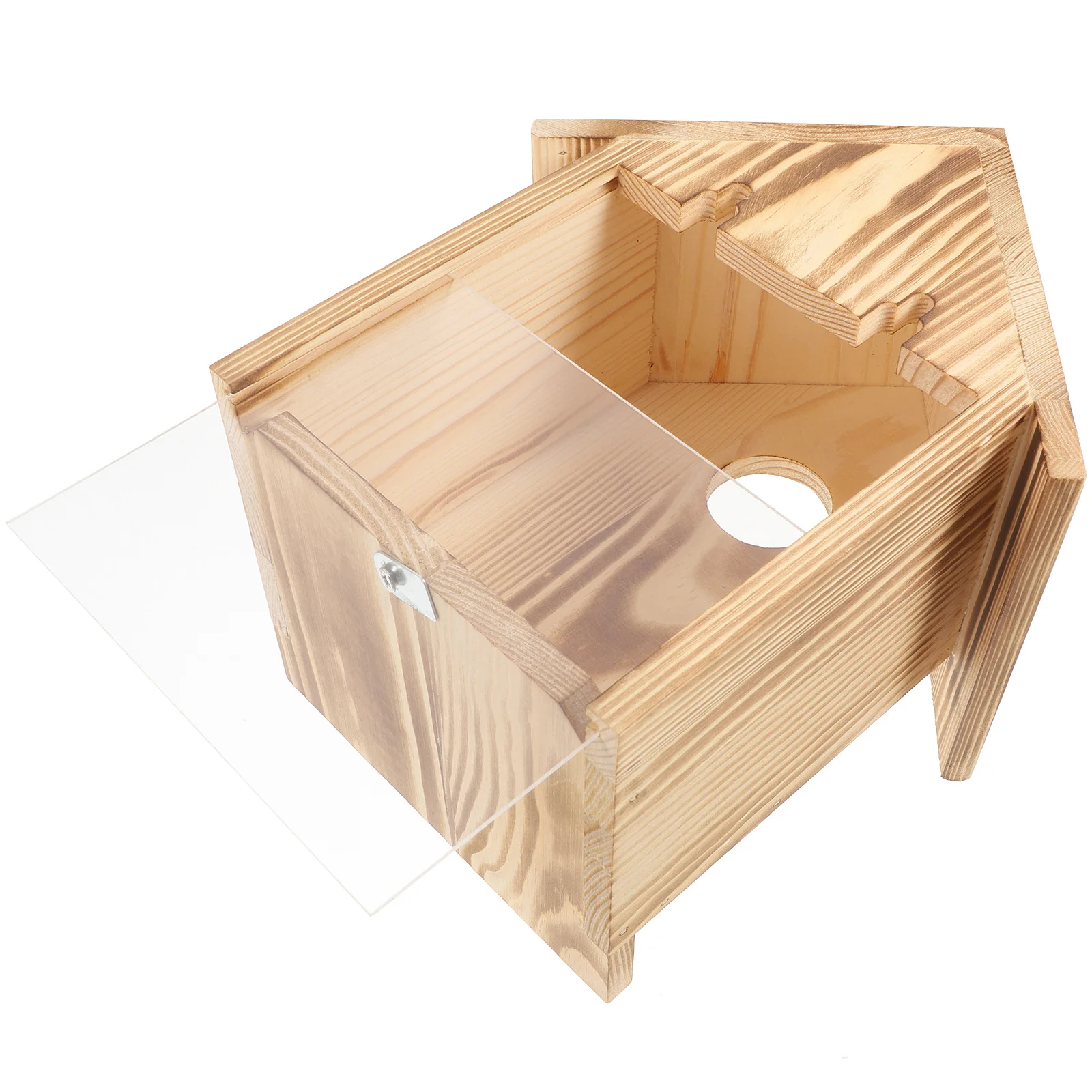 

Wooden Hanging With Transparent Window For Outdoor Garden Bird Watching, Durable Small Bird Nest Box For Finches Sparrows