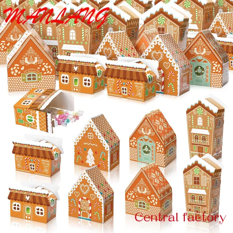 Christmas Advent Calendar Boxes, Gingerbread House Decoration, Cardboard House Gift Box, Design personalizado, DIY, 25 pcs