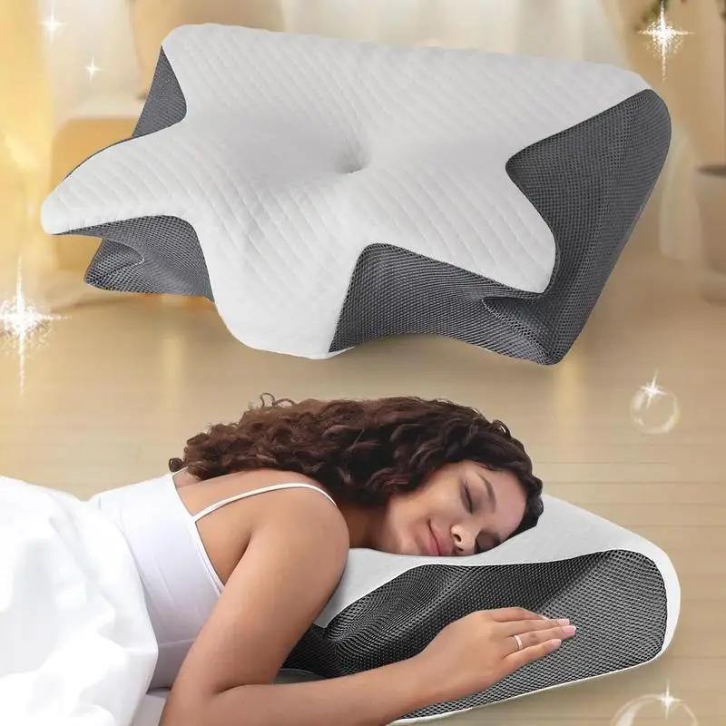1Pcs Memory Foam Cervical Pillow, Ergonomic Neck Protection Slow Rebound Memory Pillow, Butterfly Cervical Neck, Sleep Care