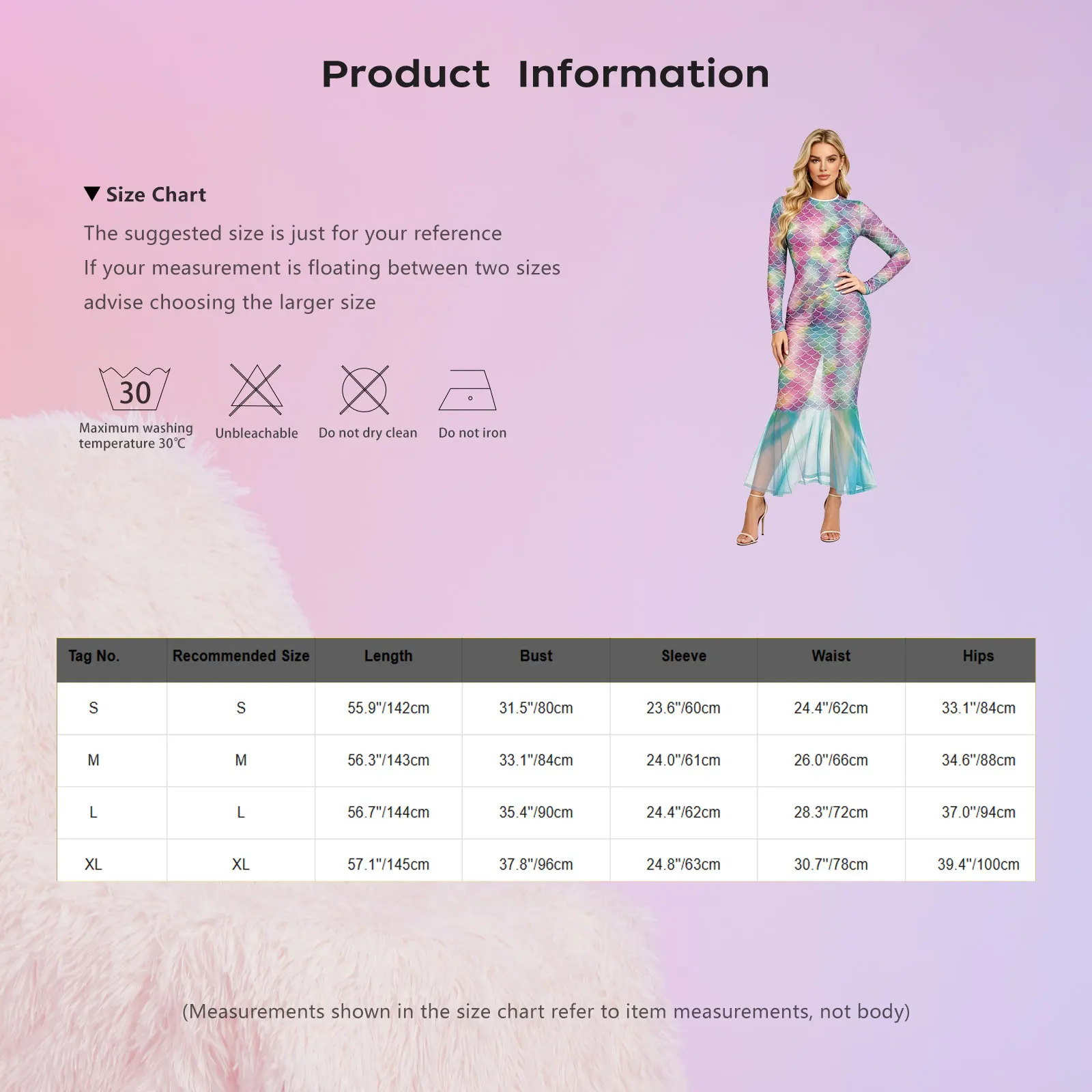 Damen Bikini Cover-up mit Farbverlauf und Fischschuppen-Print, Meerjungfrauen-Strandkleid, schmal geschnittenes Wickelkleid mit Fischschwanz und Rüschensaum, figurbetontes Kleid – Detail 1
