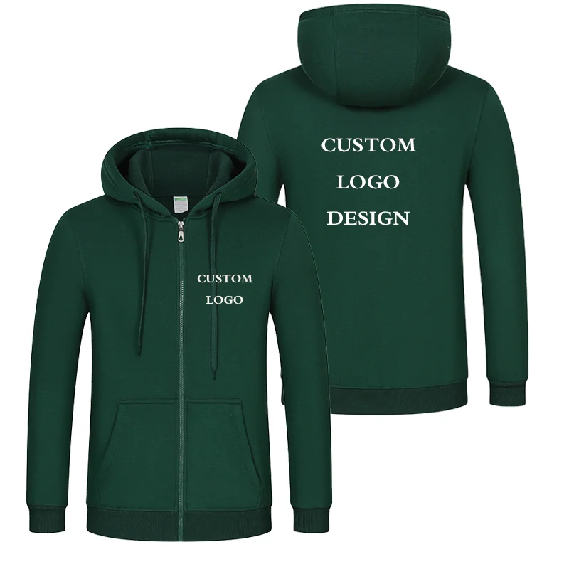 Autumn Winter Custom Logo Design Men & Women Hooded Jacket Korea Style DIY Printing Zipper Coat  Unisex Outdoor Jackets