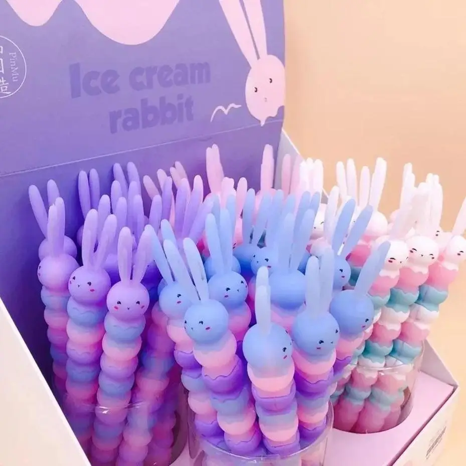 1 Pcs Random Color Creative Modeling Personality Gel Pen Small Fresh Cartoon School Rabbit Sweet Cute Office Stationery