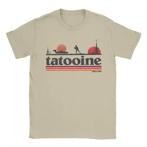 Camisetas informales Planet Sky Tatooine para hombre, Camiseta de algodón con cuello redondo, camiseta de manga corta, ropa clásica