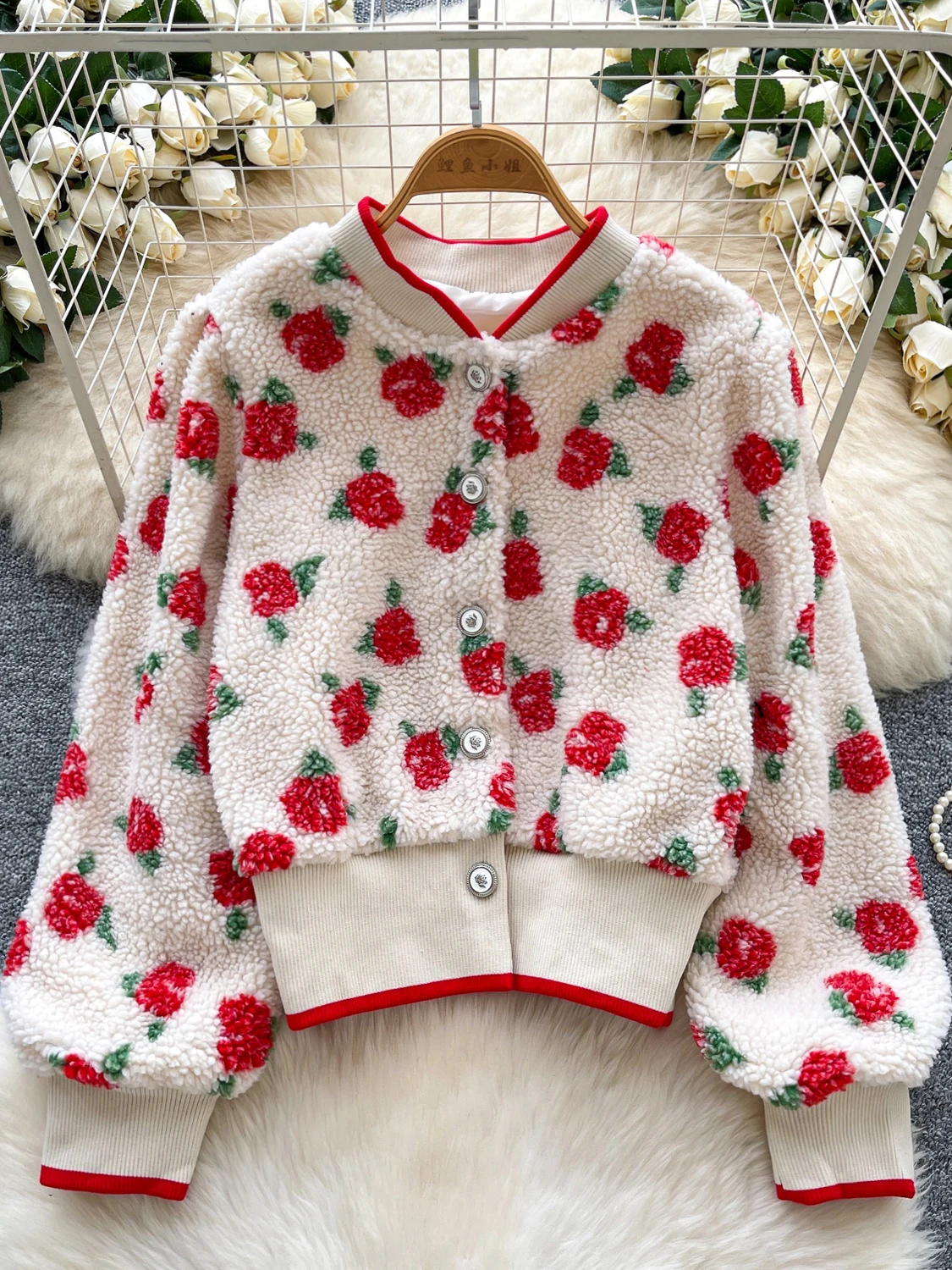 

Women's Pink Winter Jacket Coat Vintage Fashion Teddy Coats Streetwear Long Sleeve Lamb Wool Jacket Outerwear 2000s Clothes 2025