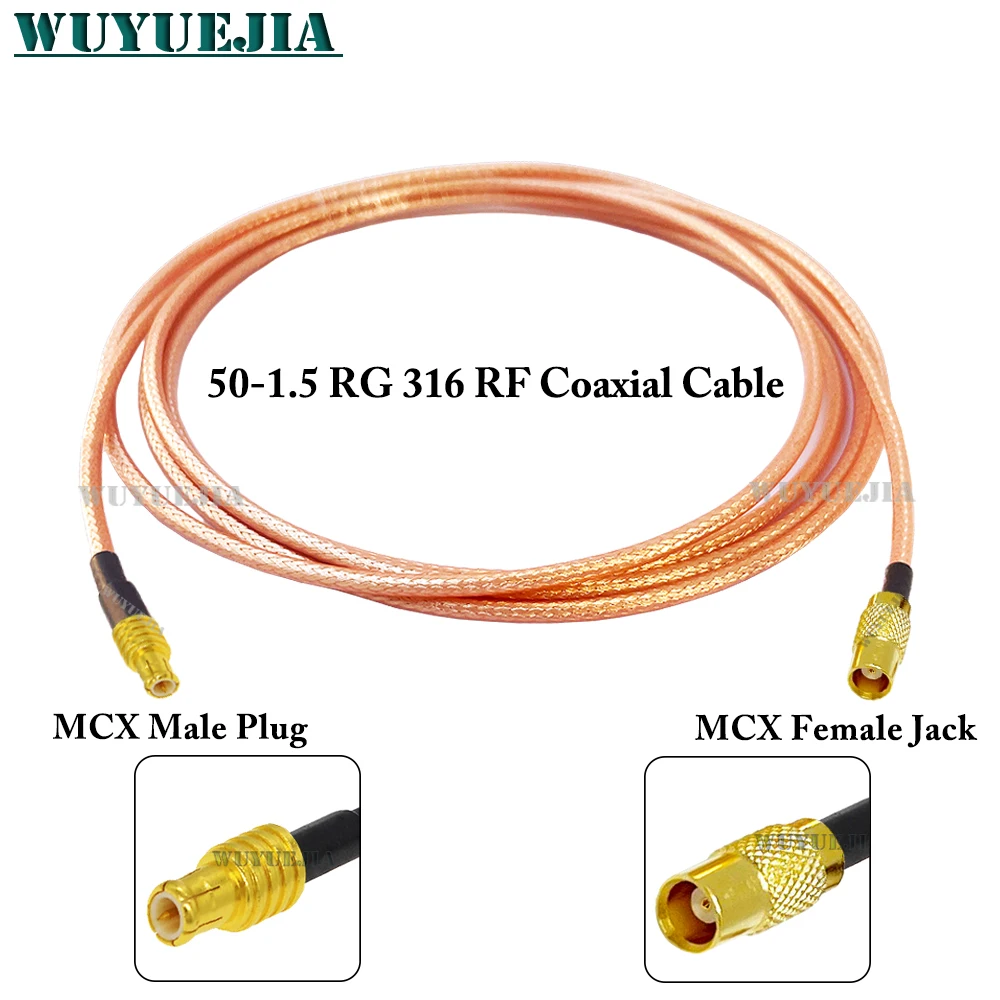 1Pcs MCX RG-316 Pigtail Cable MCX Female Jack to MCX Male Plug / MCX Right Angle RG316 Pigtail 50 ohm RF Coaxial Extension Cable