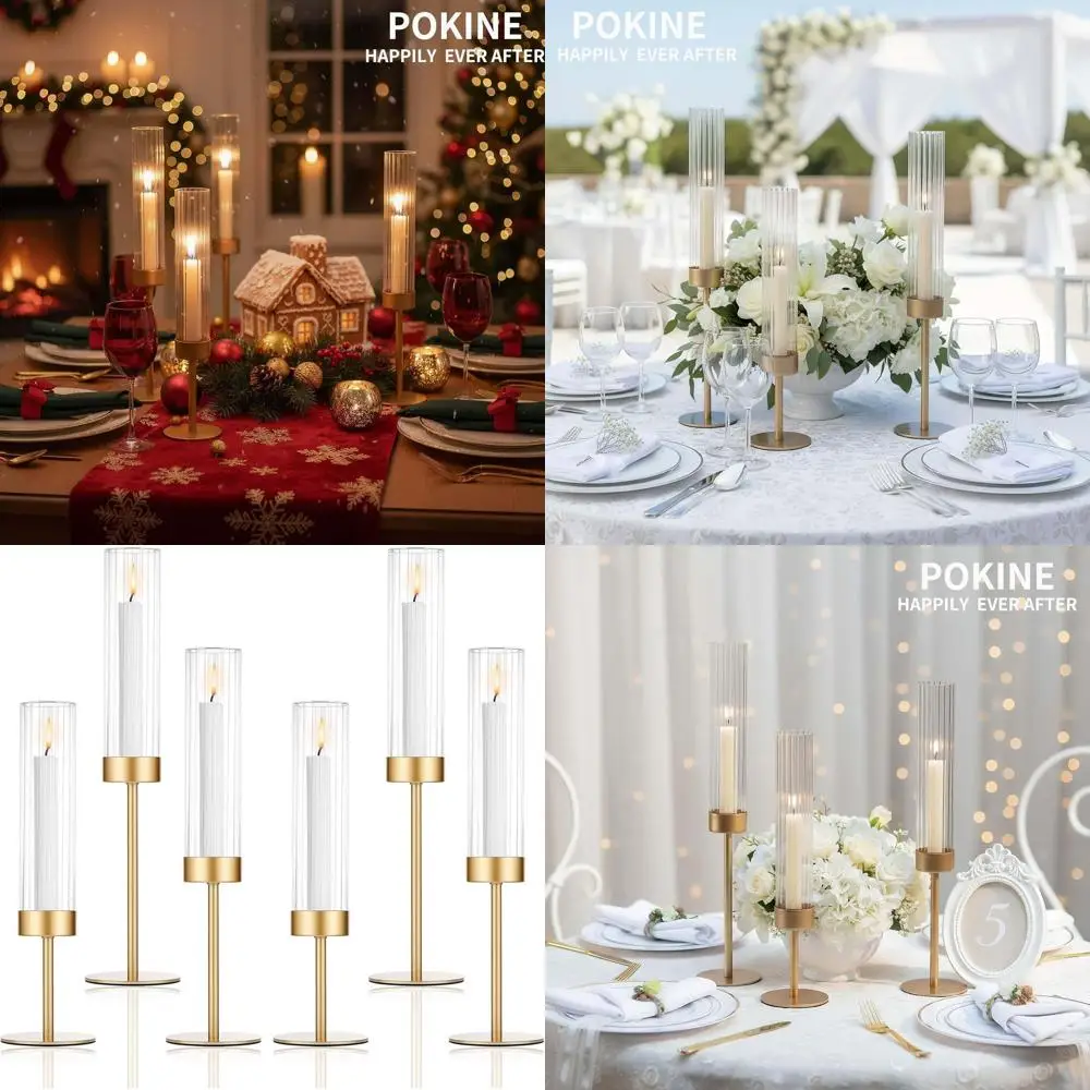 

Набор из 6 подсвечников «Золотой ураган», элегантные стеклянные конические подставки для свадеб, Рождества и домашнего декора