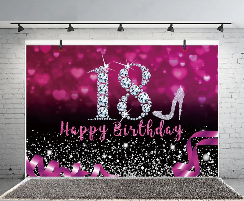 Red 18th Backdrop Girls Boy Happy Birthday Party Eighteen Years Photography Background Adult Photographic Banner