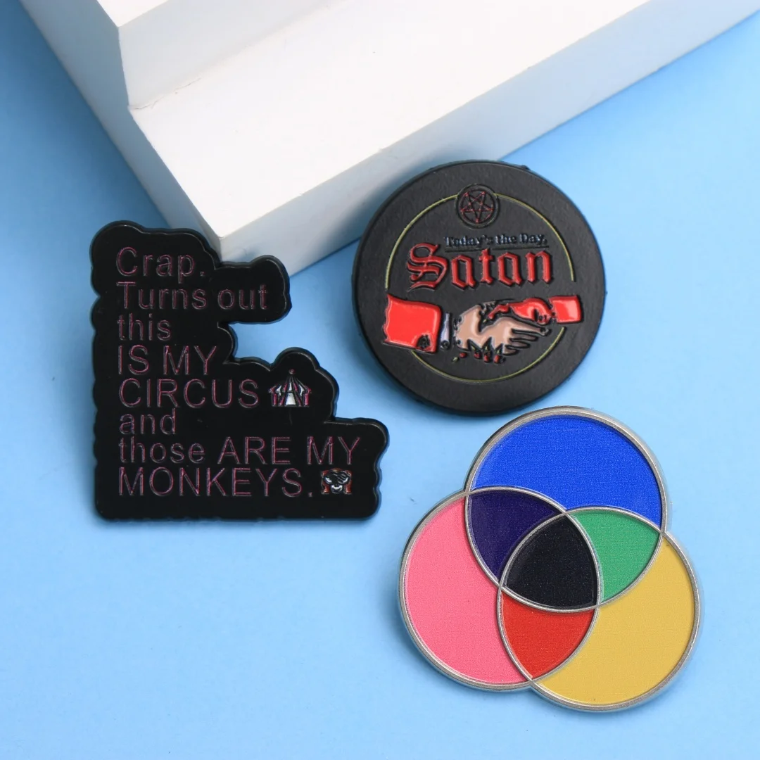 My Circus Monkeys & Satan Halloween Enamel Pins - Cartoon Punk Slogan Lapel Badges for Backpack DIY Gift