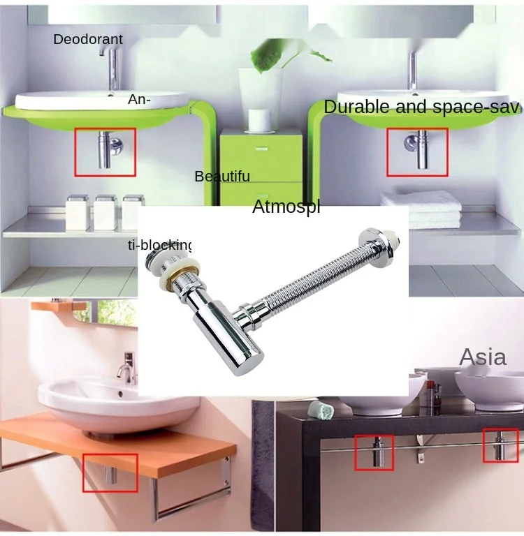 Thuisgebruik Voor Wastafel Volledig Koperen Anti-Blocking En Deodorant Afvoer Set, Wastafel Bounce, on-Stage Muur Rij Mand Afvoer